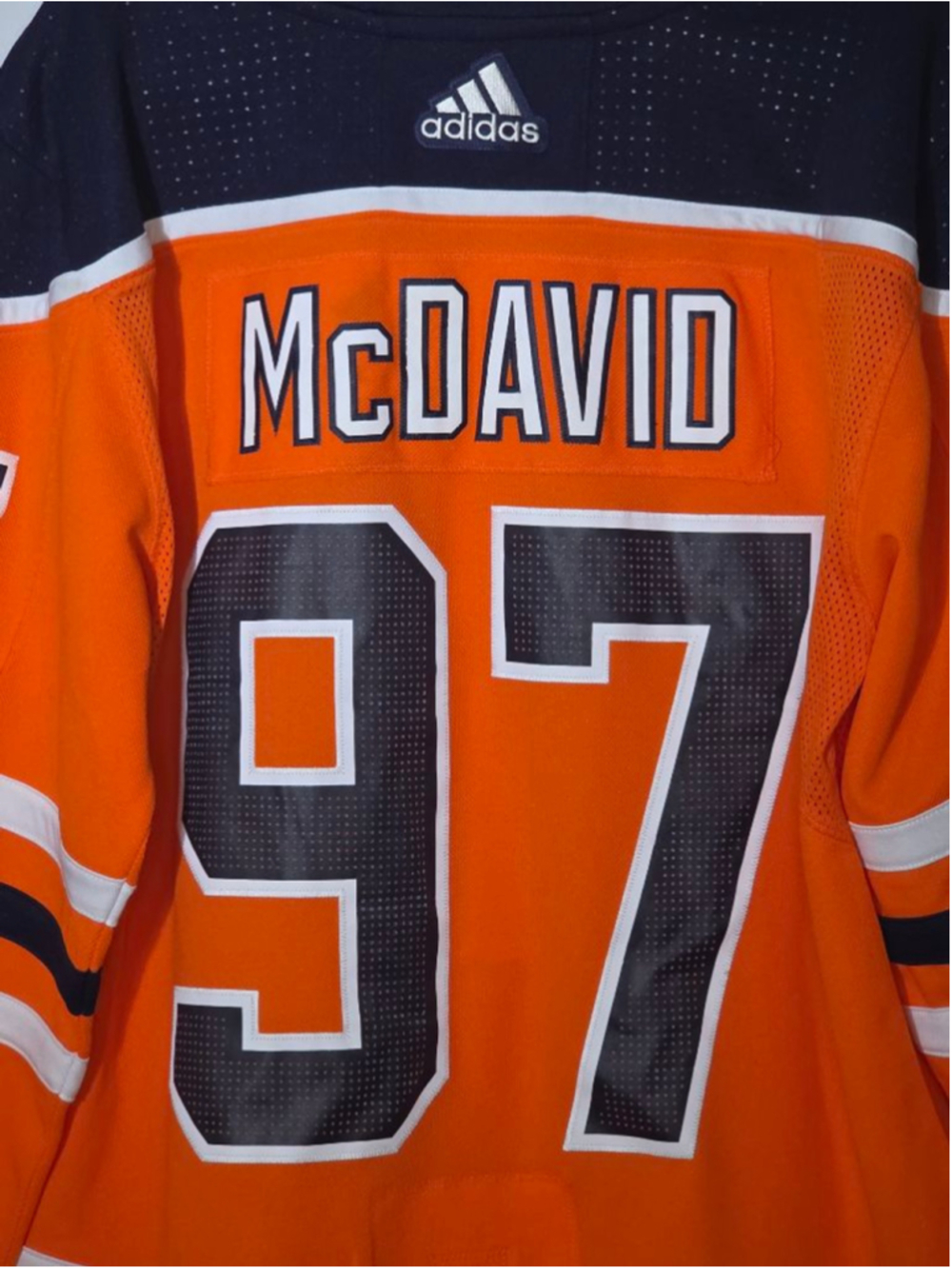 Men's Adidas Edmonton Oilers McDavid #97 Jersey XL Orange Navy Blue - Picture 5 of 8